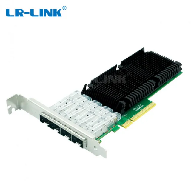 LR-Link Quad Port 4 x 10-Gigabit SFP+ Fiber 10GBase-X Server Network PCI Express v3.0 Adapter, Qlogic QL41xx chip, network virtualization, Windows / Windows Server / Linux / VMware, low & full profile bracket