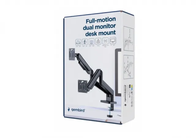 MA-DA2-06 Gembird Podesivi dupli stoni drzac za monitor, tilt, 17-32 max.10kg Black