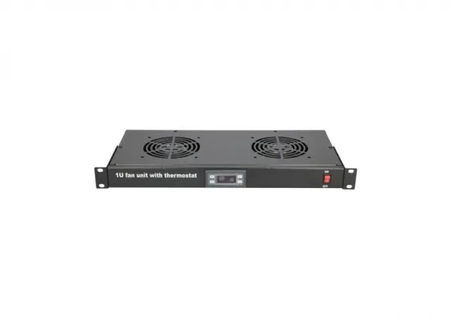 MAXPRO LINE Ventilacioni panel-polica, dva ventilatora i termostat, 1U 