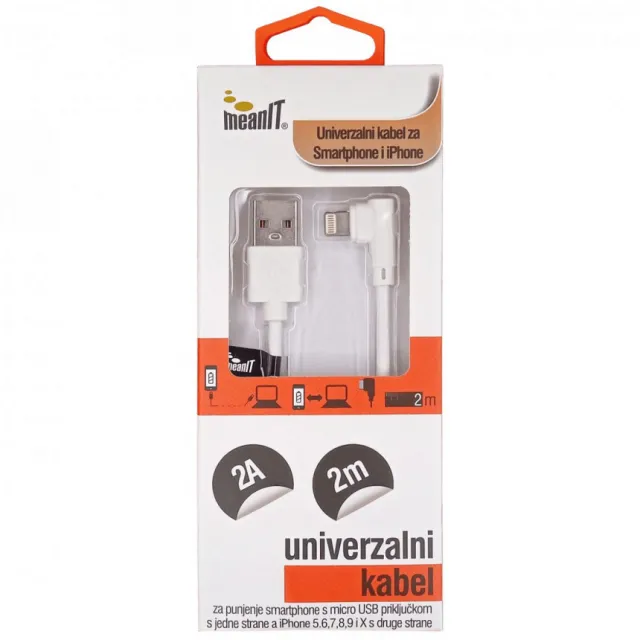 MeanIT USB kabl za smartphone i iPhone, FLIP, 1A - KABEL ZA SMARTPHONE/IPHONE