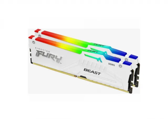 Memorija KINGSTON 32GB(2x16GB)/DIMM/DDR5/5600MHz/CL40/FURY Beast RGB/bela