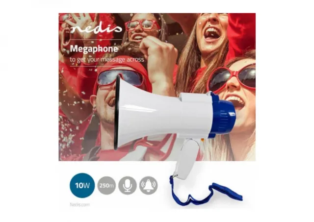 MEPH150WT Megafon 115dB, max.250m ugradjena sirena i funkcija snimanja, Blue/White