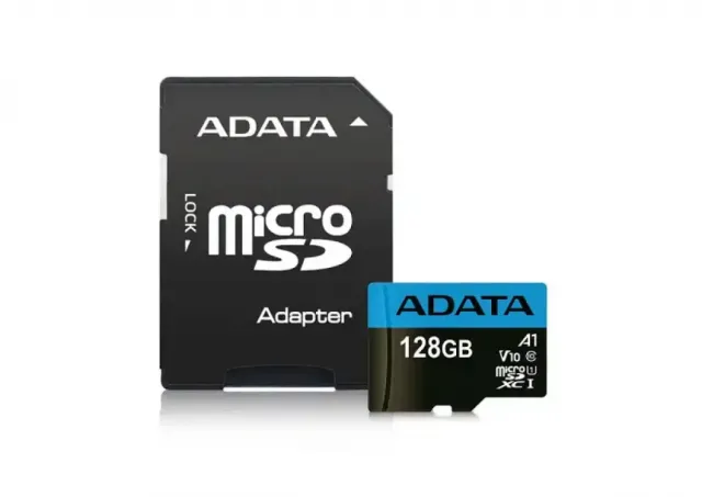 Micro SD Card 128GB AData+SD adapter AUSDX128GUICL10A1-RA1class10