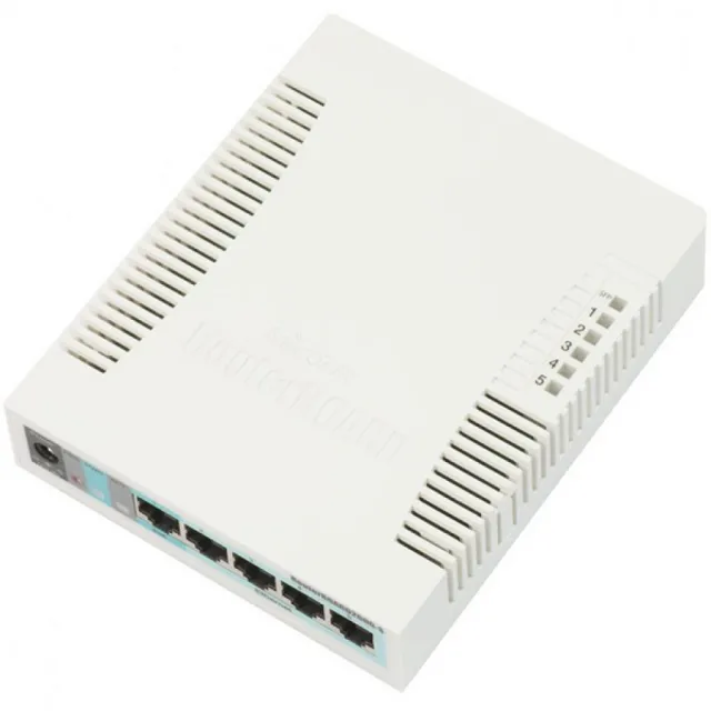 MikroTik RB260GS / CSS106-5G-1S upravljiv svič sa 5 x Gigabit 10/100/1000Mb/s portova + Gigabit SFP slot, MAC filter, VLANs, bandwidth limit, mirroring, web management, temp. -20°C÷70°C, PoE in 8-30V, MikroTik SwOS