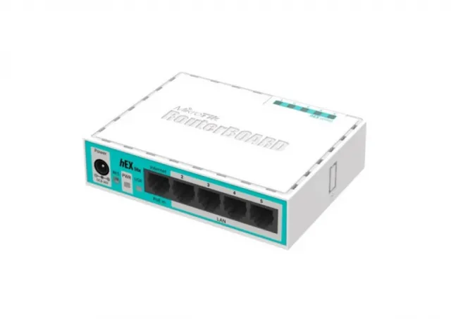 MikroTik RB750r2 heX LITE 5xLAN 10/100, 850MHz CPU, 64MB RAM, RouterOS L4 (265)