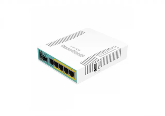 MikroTik RB960PGS hEX PoE 3G/4G-LTE & PoE svič–ruter 5 x LAN/WAN Gigabit port (4 x PoE 802.3at) + SFP + USB 2.0, VPN ruter/firewall/bandwith manager/load balance, PoE in 802.3at, CPU 800MHz, 128MB RAM, RouterOS L4