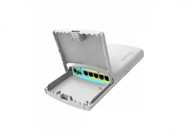 MikroTik RB960PGS-PB PowerBox Pro outdoor ruter sa 5 x Gigabit LAN/WAN port + SFP slot, VPN/ firewall/ bandwith, PoE in: 12-57V, PoE out: 802.3af/at, CPU 800MHz, 128MB RAM, temp. -40°C..+70°C, RouterOS L4