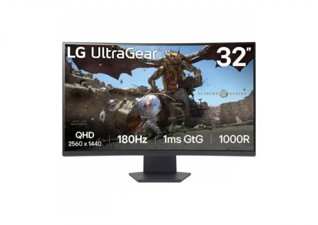 Monitor 31.5" LG 32GS60QX-B VA 2560x1440/180Hz/1ms/2xHDMI/DP/zakrivljeni