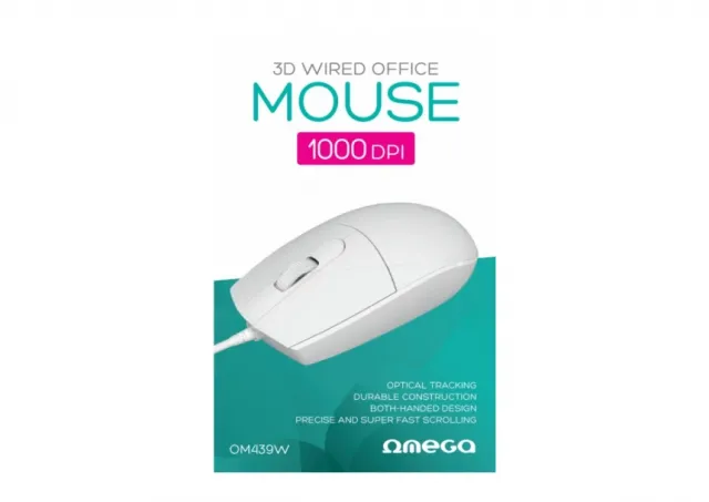 Mouse Omega OM439W 1000 Dpi USB beli