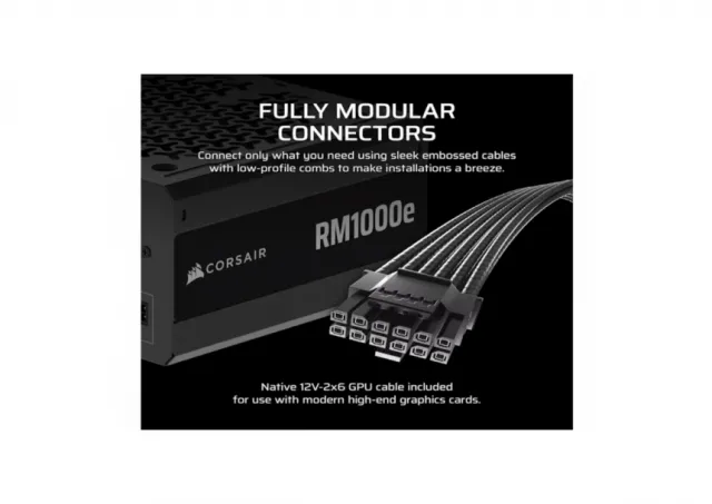 NAPAJANJE CORSAIR RM1000e 1000W/ATX 3.1/PCIe 5.1/80+GOLD/modularno/CRNA