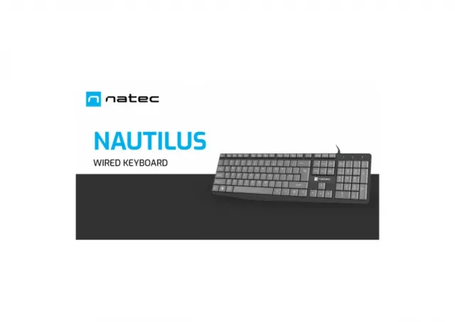 Natec NAUTILUS, Slim Multimedia Keyboard US, Spill Proof, USB, Black/Grey