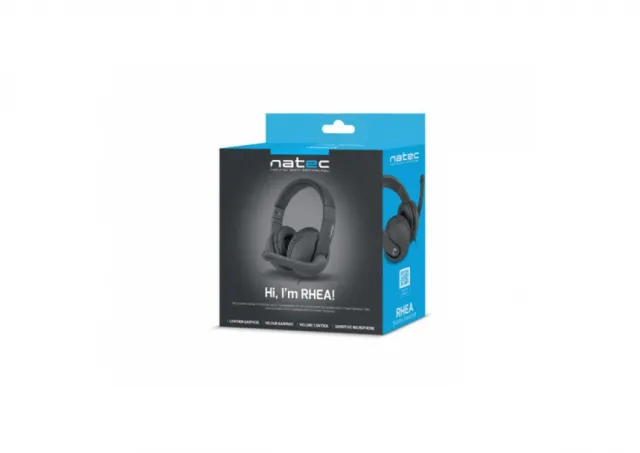 Natec NSL-1452 RHEA, Stereo Headset with Volume Control, 3.5mm Stereo, Black