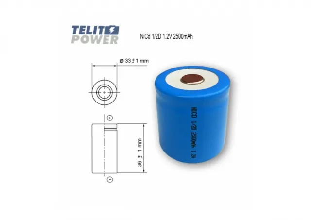 NiCd 1/2D 1.2V 2500mAh industrijska sa ravnim vrhom 