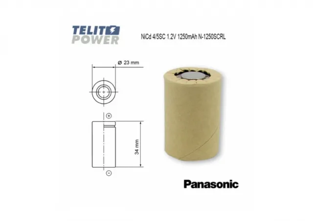 NiCd 4/5SC 1.2V 1250mAh N-1250SCRL Panasonic Cadnica