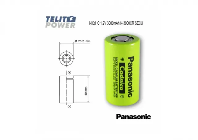 NiCd C 1.2V 3000mAh NB-C500004AA  N-3000CR  SECU Panasonic Cadnica