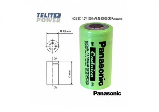 NiCd SC 1.2V 1300mAh N-1300SCR Panasonic Cadnica