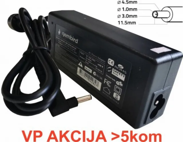 NPA45-195-2310 (DE05) **Gembird punjac za laptop 45W-19.5V-2.31A, 4.5x3.0mm  Black PIN (983 Alt=DE07 39346