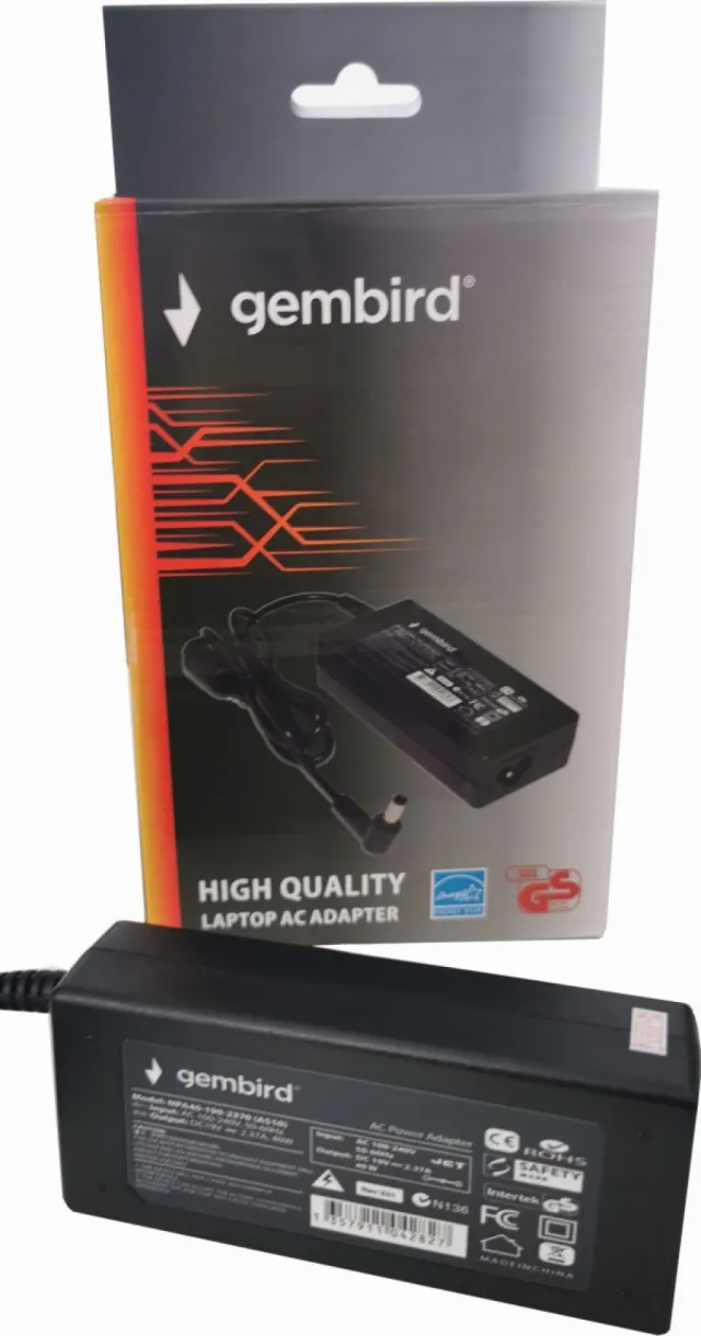 NPA65-195-3340 (DE03) **Gembird punjac za laptop 65W-19.5V-3.34A, 7.4x5.0mm black PIN (950 Alt=DE10) 38955