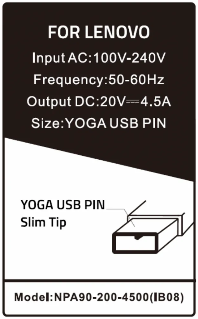 NPA90-200-4500 (IB08) ** Gembird punjac za laptop 90W-20V-4.5A, USB Yellow PIN (939)