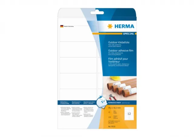 Outdoor etikete 99,1x42,33 A4 1/10 bela Herma  02H9533