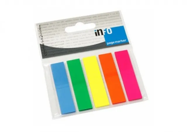 Page Marker standardni 12x44 mm, 5 boja brilliant, 125 listića Info Notes 