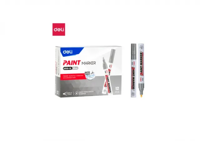 PAINT MARKER DELI srebrni - okrugli vrh 2mm EU500-SL