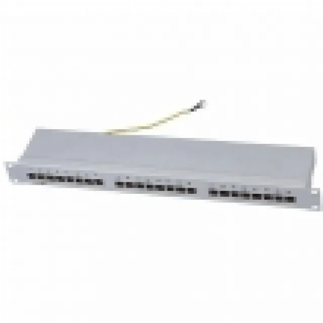Patch panel 19"/1U sa 24 RJ-45 STP kat. 5e Fully Shielded, dual Krone LSA & 110 IDC reglete, držač kablova sa zadnje strane sa uzemljenjem (SP5E-24-1U)