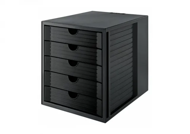 Police za dokumentaciju sa fiokama SYSTEM BOX, 5 fioke Han crna 05PD1450B