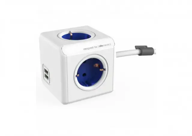PowerCube Allocacoc (1402BL/DEEUPC) Extended 4xšuko+2USB 5V/2.1A plavi