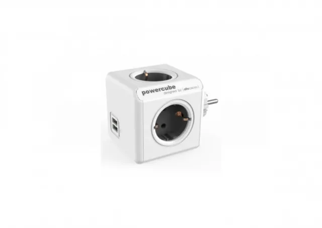 PowerCube Original Allocacoc (1202GN/DEOUPC) USB 4xšuko+2USB 5V/2.1A Sivi