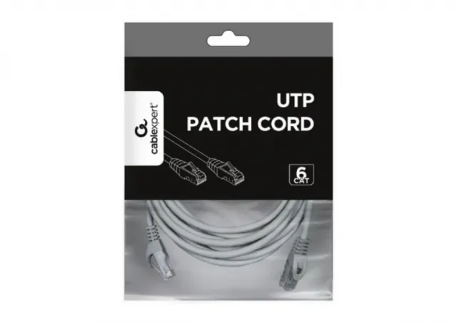 PP6U-CU-5M Gembird Mrezni kabl, CAT6 BAKARNI UTP Patch cord 5m grey