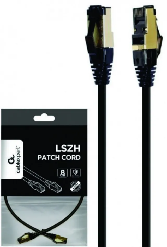 PP8-LSZHCU-BK-1M Gembird Mrezni kabl S/FTP Cat.8 LSZH patch cord, black 1m 42561