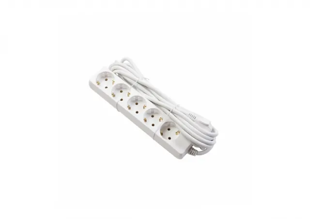 PRIKLJUČNICA PRENOSNA PETOSTRUKA |5M| 3x1.5MM BELA AEPS5G5M00