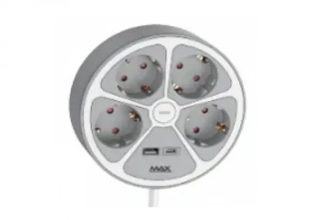 Produžni kabl sa prenaponskom zaštitom sa 4 utičnice MAX MPS-04UG-3M/3m/USB portovi
