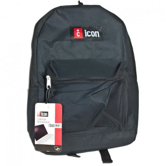 Ranac za laptop iCon sa tapaciranom unutrašnjom pregradom, spoljnom pregradom (džepom) i podesivim ramenim kaiševima (do 15.6" veličina ekrana), crni