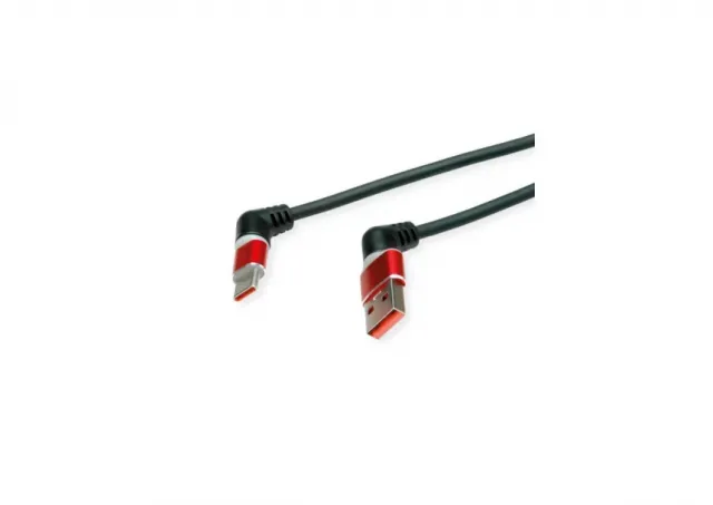 ROLINE 360° Rotation USB 2.0 Cable, C - A, M/M, 60W, Red Black, 2 m