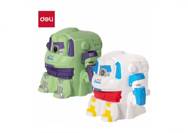 ROTACIONI REZAČ DELI ZA OLOVKE  ROBOT ZELENI I BELI MIX EH512