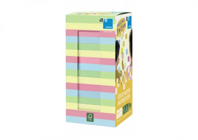 Samolepljivi color mix pack 75x75, KOCKA 400 listova, 3+1 gratis Info Notes  06PJ498