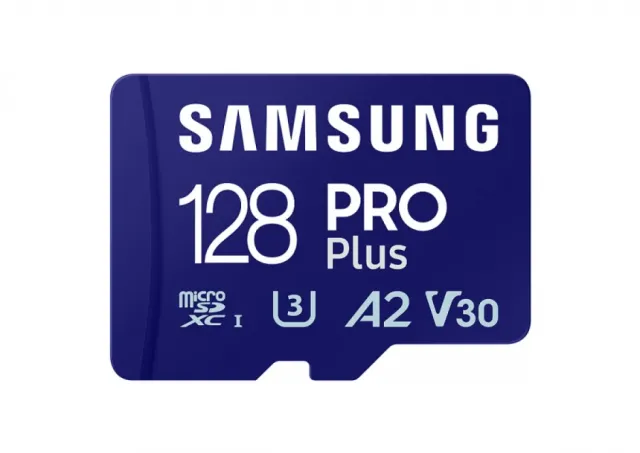 Samsung MicroSD 128GB, PRO Plus, SDXC, UHS-I U3 V30 A2, Read up to 180MB/s, Write up to 130 MB/s, for 4K and FullHD video recording, w/SD adapter