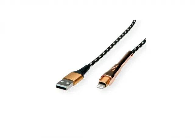 Secomp Roline GOLD Lightning to USB Cable for iPhone, iPod, iPad, with Smartphone support function, 1 m