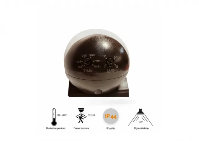 SENZOR SAMOSTALNI ST11 180° IP44 CRNI