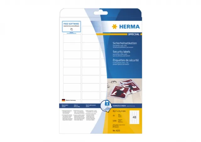 Sigurnosne etikete 45,7x21,2 A4/48 1/25 bela Herma  02H4232
