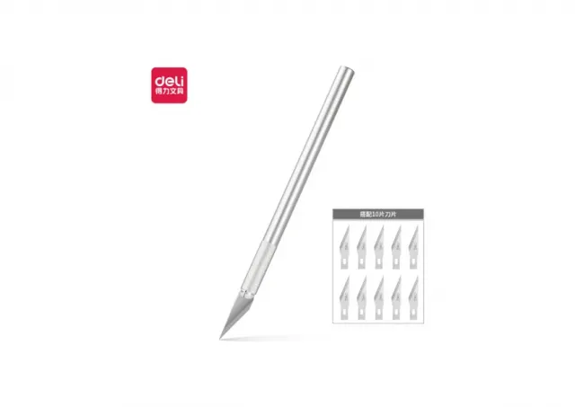 SKALPER DELI ZA REZBARENJE I GRAFIKU SA 10 REZERVNIH NOŽIĆA 2102SILVER