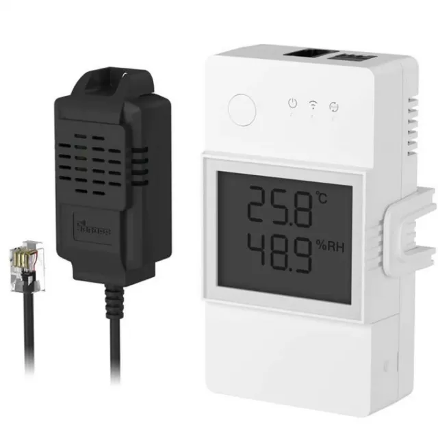 SONOFF TH Elite THR320D smart-home prekidač 4500W sa merenjem temperature i vlažnosti i displejem (senzori se kupuju posebno), WiFi 2.4GHz kontrola, timer i smart scenarija, eWeLink app, Amazon Alexa / Google Assistant
