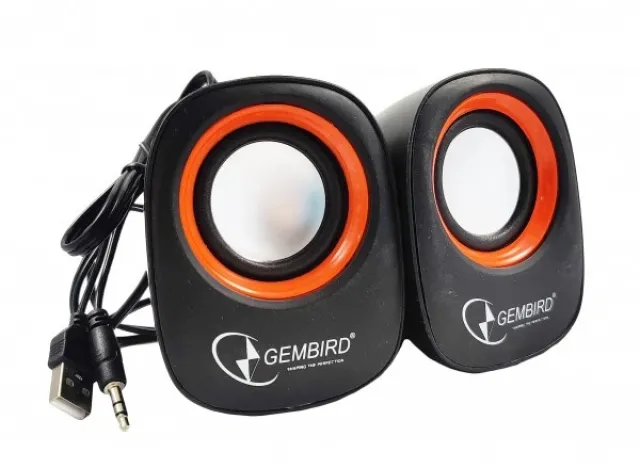 SPK-107 Gembird Stereo zvucnici Orange/Black, 2 x 3W RMS USB pwr, 3.5mm kutija sa prozorom (379)