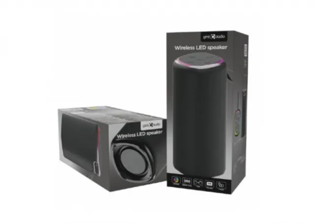 SPK-BT-LED-08L Gembird Portable Bluetooth LED speaker, 10W, BT, FM, USB, Handsfree, Black