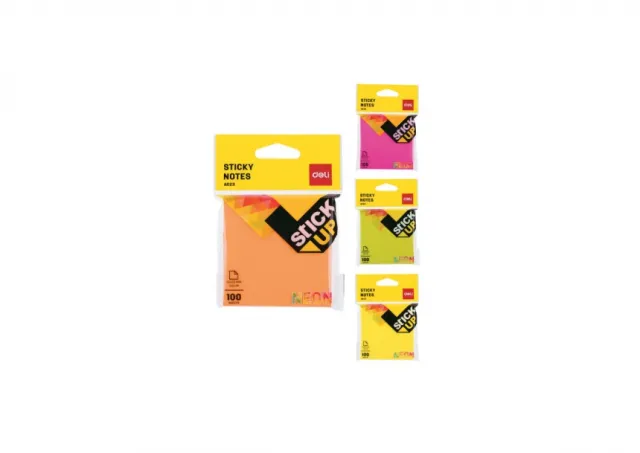STIKER BLOK NEON DELI 76*76mm MIX BOJE EA02302 - 100LISTA