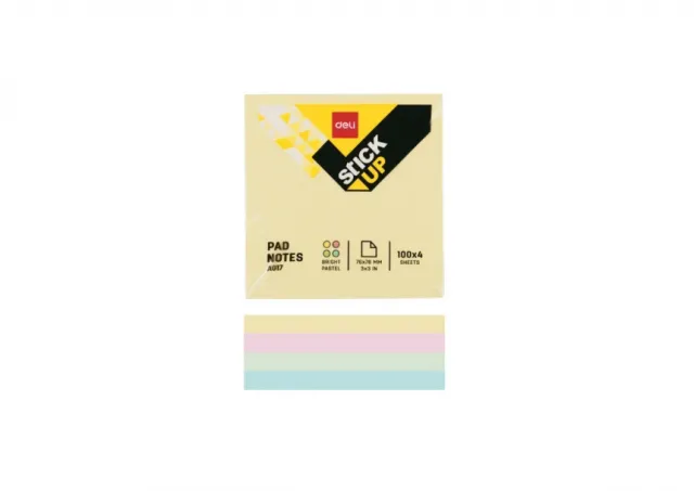STIKER KOCKA DELI 76x76mm MIX BOJE EA01703 - 100*4 LISTA