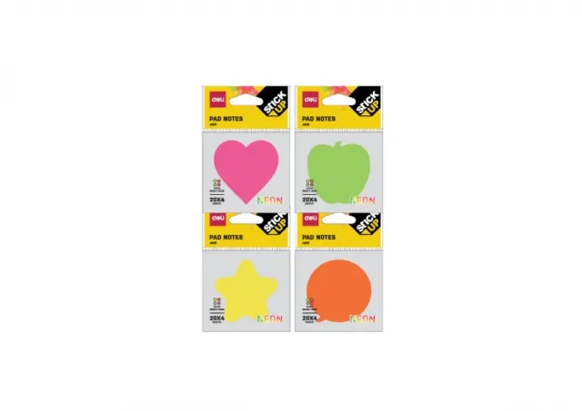 STIKERI BLOK NEON OBLICI DELI 76x76mm MIX BOJE EA03202 20*4 LISTA