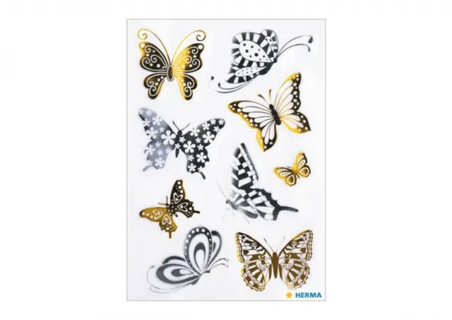 Stikeri CREATIVE ST.BUTTERFLIES GOLD AND SILVER Herma  12SH15561
